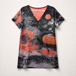 Volt Design Halo Artistic V-Neck Short Sleeve Dress